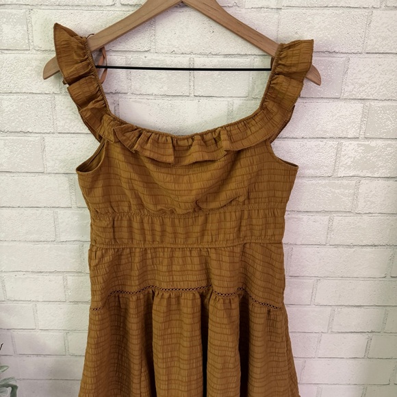 WILD FABLE Cognac Ruffle Tiered Skater Dress - Picture 7 of 11